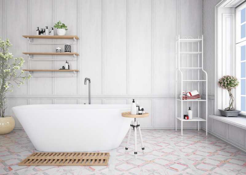 white tub in bathroom