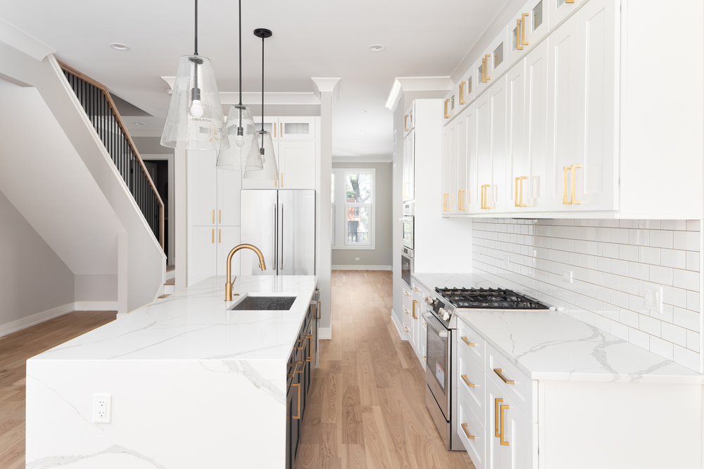 gallery white and gold kitchen
