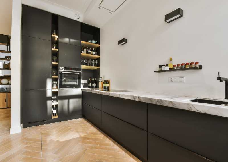 open kitchen shelving