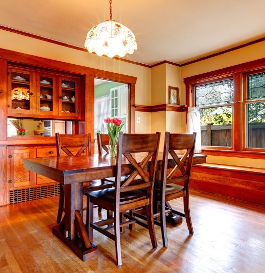 traditional builtin dining room cabinets