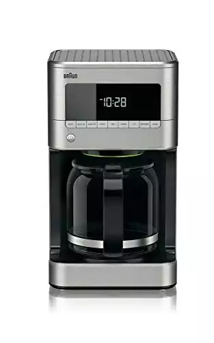 Braun KF7170SI BrewSense Drip Coffeemaker, 12 cup, Stainless Steel, 7.9"D x 7.9"W x 14.2"H, Black and Silver