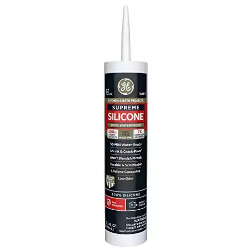 GE GEM90007 Silicone II 1-Hour Shower Ready Kitchen and Bath Sealant, 9.8 oz Cartridge, White