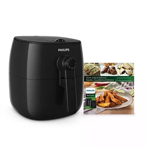 Philips TurboStar Technology Airfryer with Cookbook, Analog Interface, Black - 1.8lb/2.75qt- HD9621/99