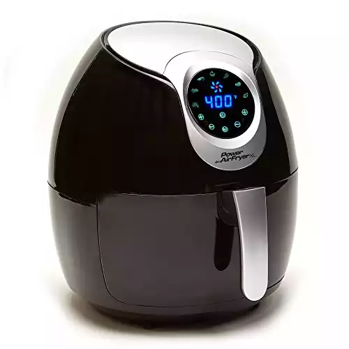 Power Air Fryer XL 3.4 QT Black - Turbo Cyclonic Airfryer With Rapid Air Technology For Less or No Oil. Include Recipes Book