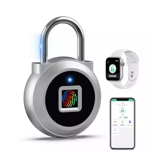 Eseesmart Fingerprint Padlock, Locker Bluetooth, Mobile APP, Smart Padlock with Keyless Biometric, Water Resistant, Suitable for Gym, School, Luggage Bags, Locker and Storage