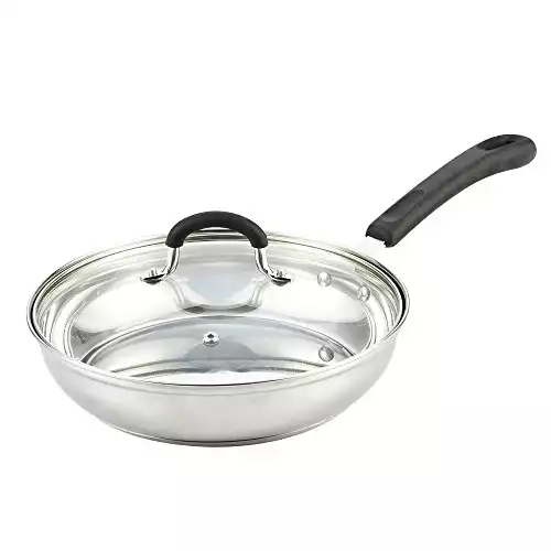 Cook N Home 10-Inch Stainless Steel Saute Fry Pan With Lid, 3 Quart